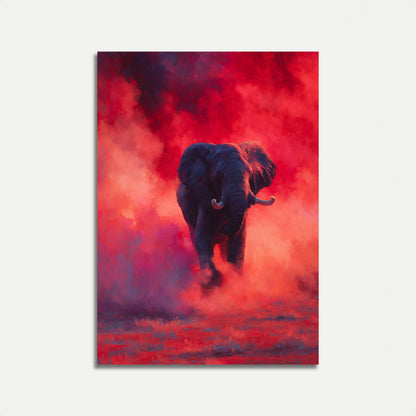 Affiche Éléphant dans la Poussière Rouge