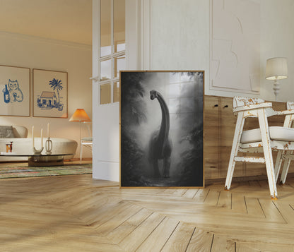 Misty Dinosaur Wilderness Poster