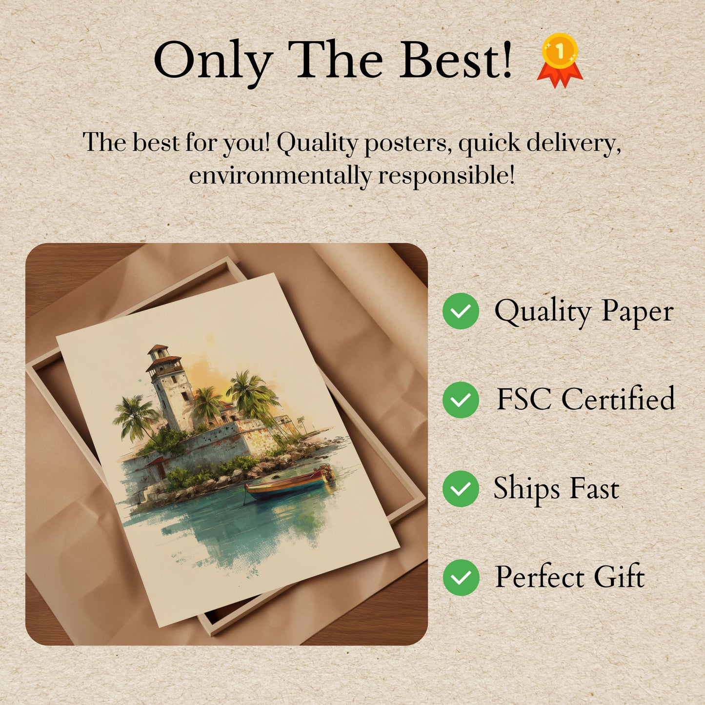 Coastal Lighthouse and Fishing Boat Poster