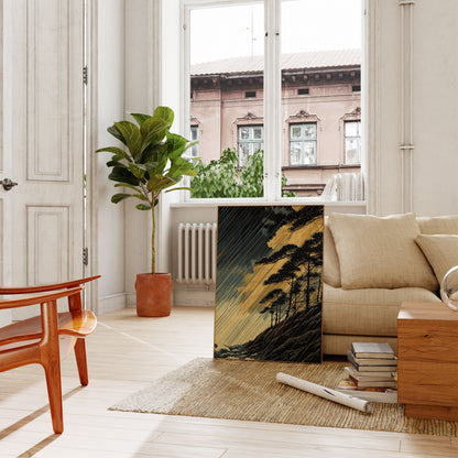 Stormy Coastal Pine Forest Poster