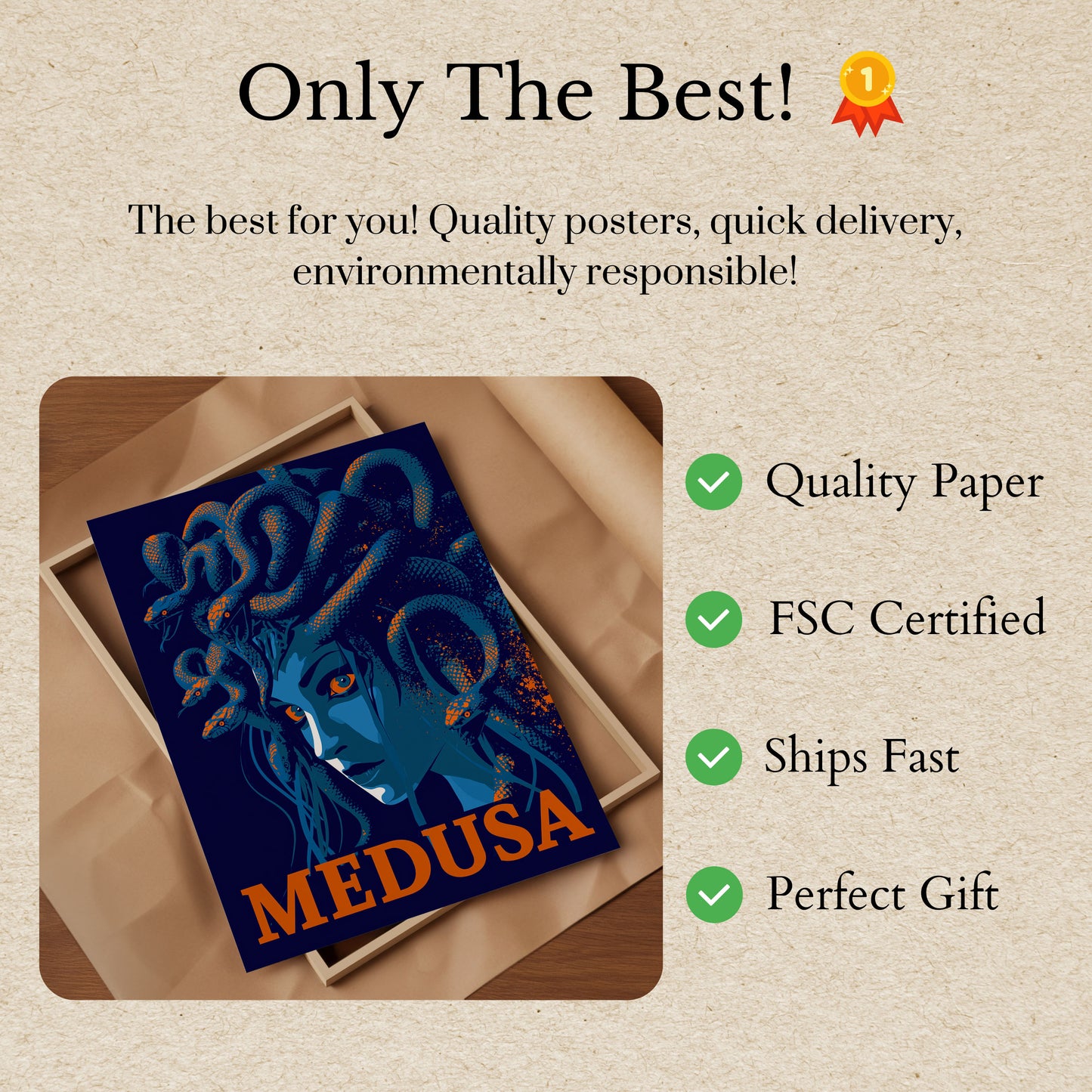 Medusa Mythological Portrait Poster