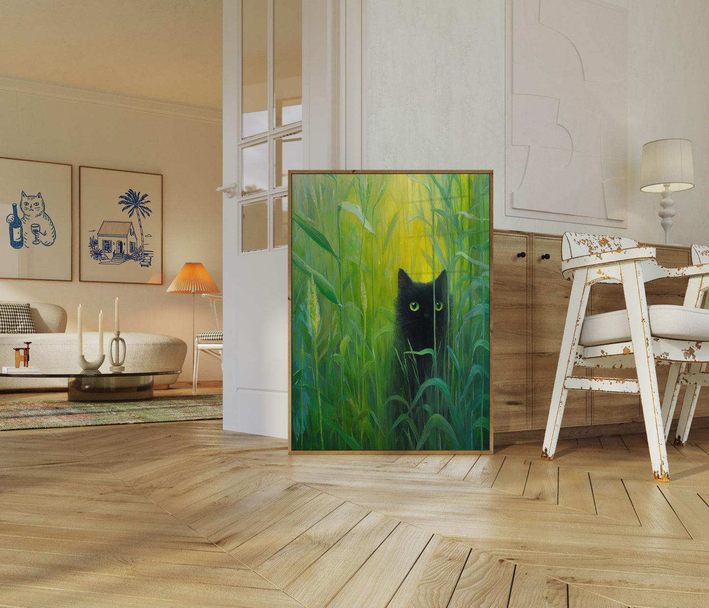 Svart Katt i Vetetält Affisch