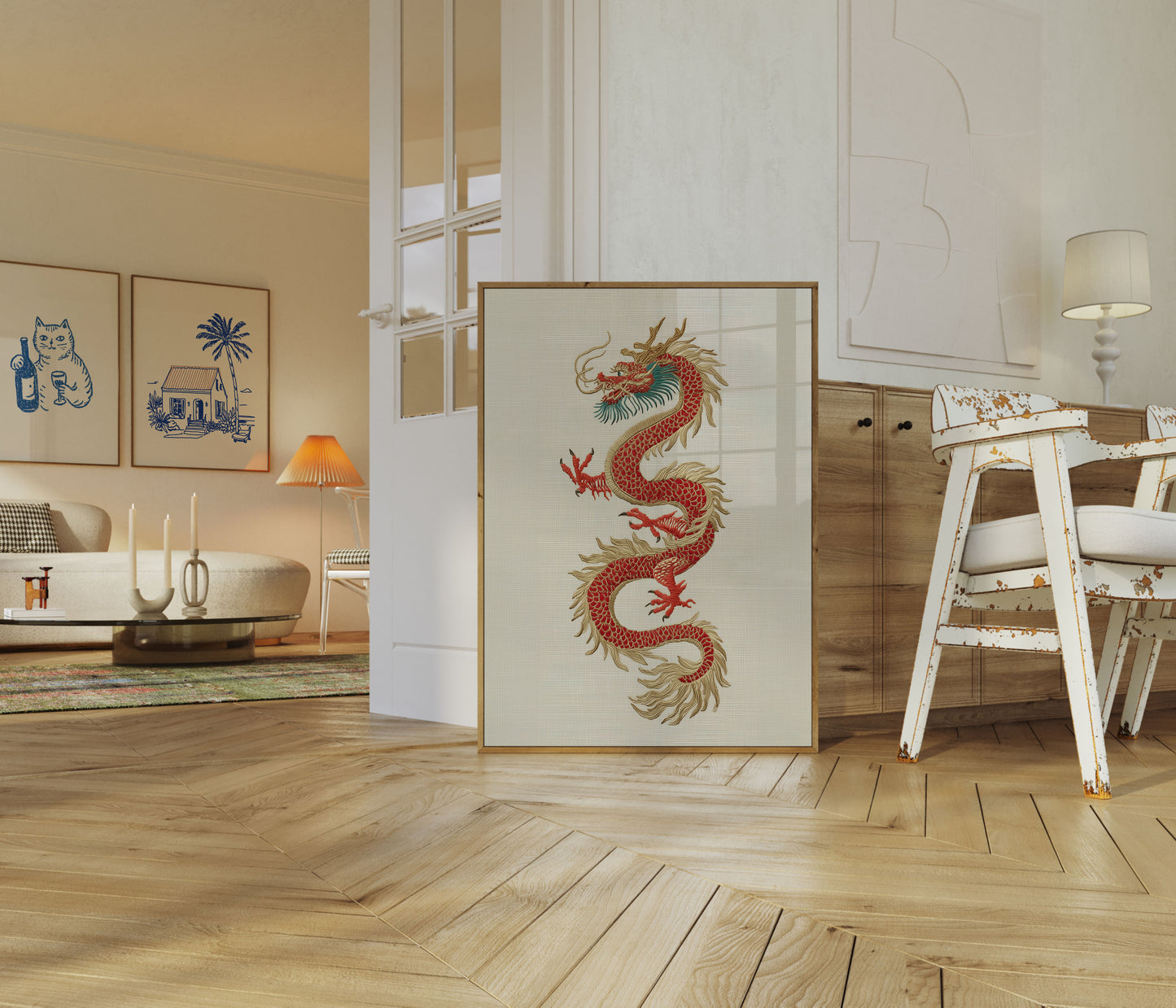 Póster artístico del Dragón Rojo Imperial