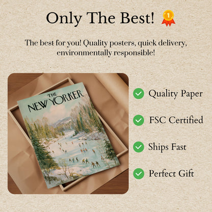 Winter Skating River Landscape Poster