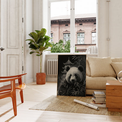Serene Panda Pagoda Poster