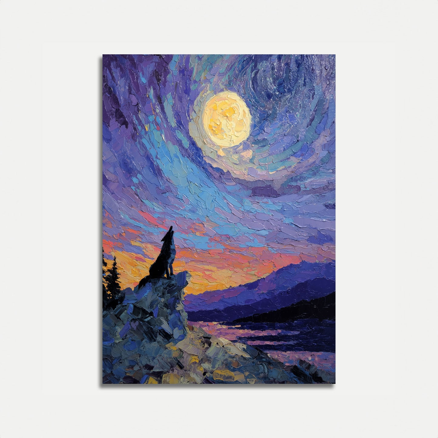 Moonlit Wolf Wilderness Poster