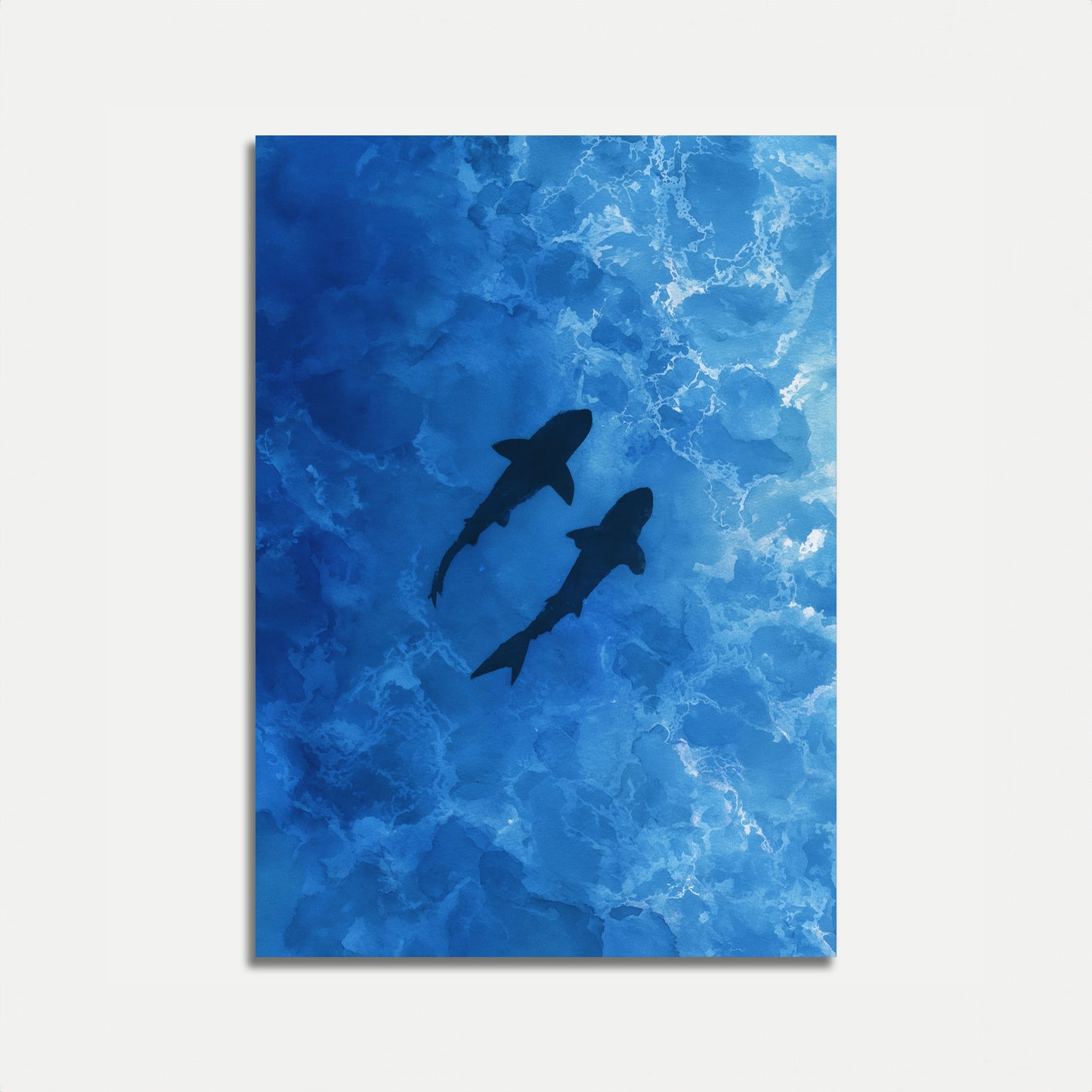 Sharks Swimming Ocean Depths Poster