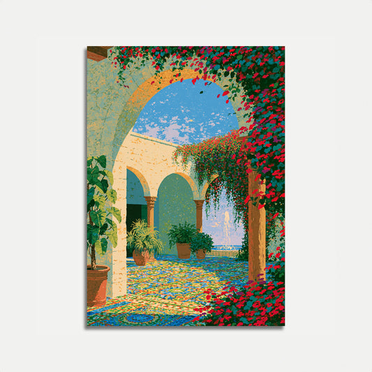 Pôster de Jardim de Pátio Mediterrâneo