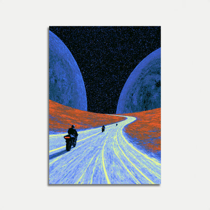 Motorrad Wüsten Nacht Reise Poster