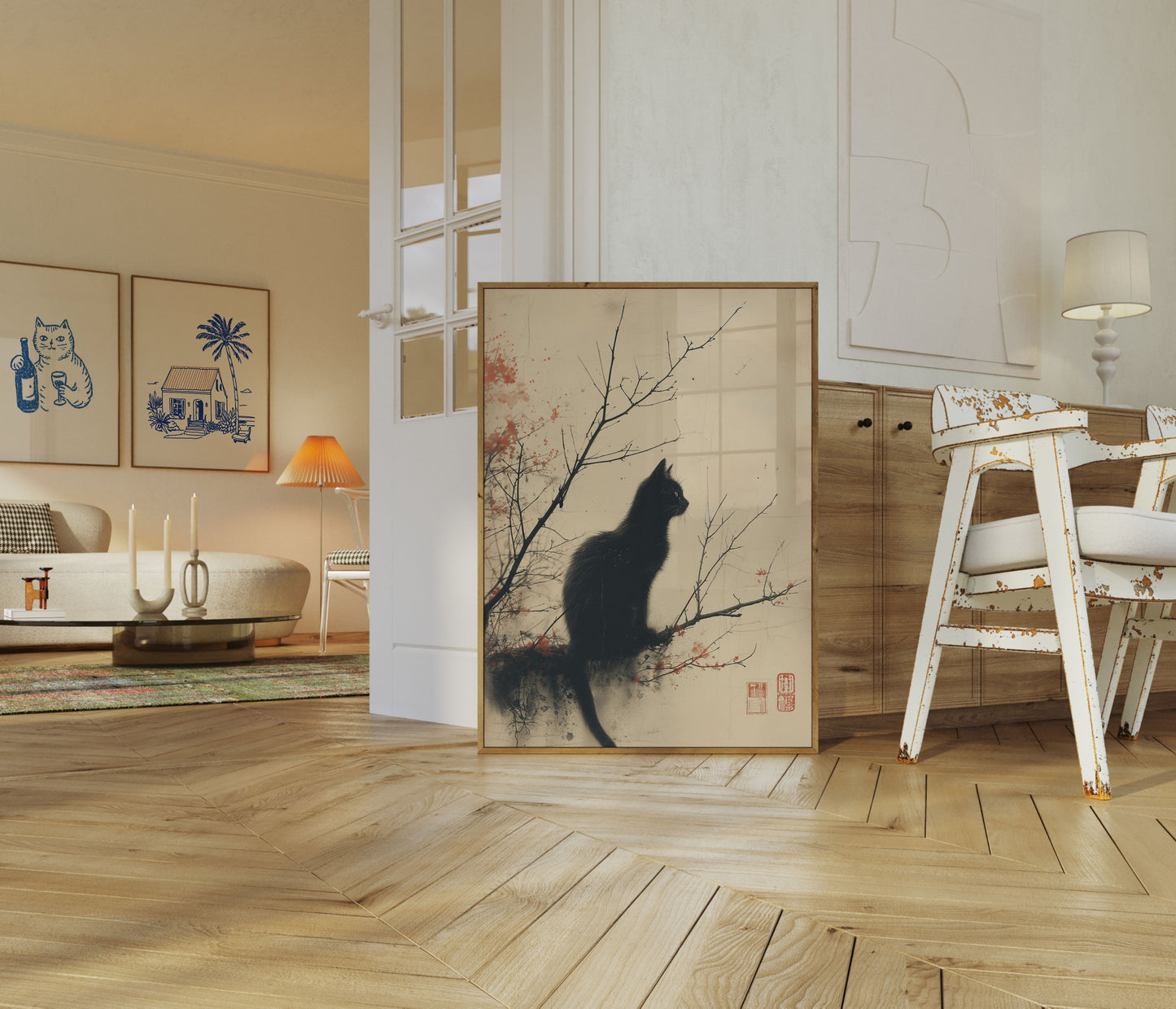 Midnight Feline Silhouette Poster