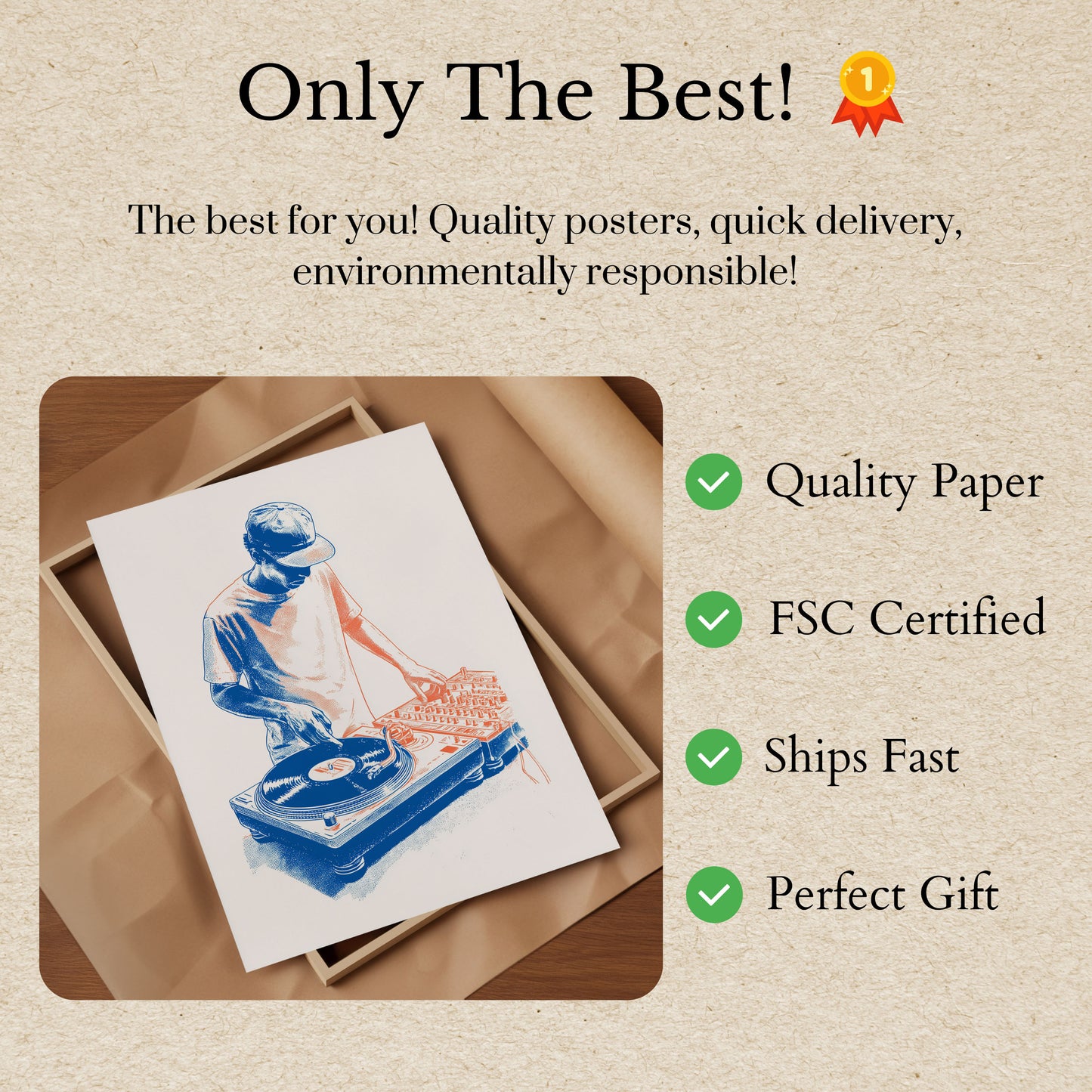 Retro DJ Turntable Art Poster