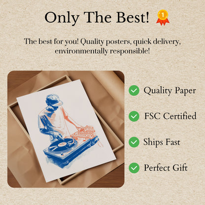 Retro DJ Turntable Art Poster