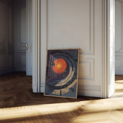 Futuristische ruimtestationaffiche