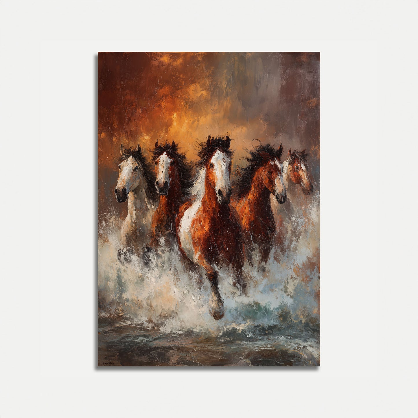 Manifesto di Cavalli Selvaggi che Corrono Attraverso l'Acqua