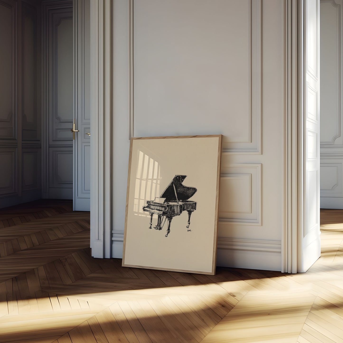 Grand Piano Sketch Line Drawing Poster