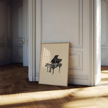 Grand Piano Sketch Line Drawing Poster