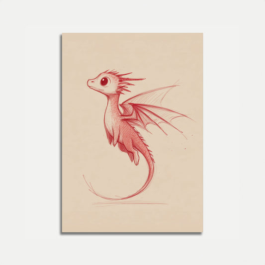 Crimson Dragonling Sketch Poster