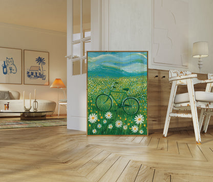 Bicycle in Wildflower Meadow Poster
