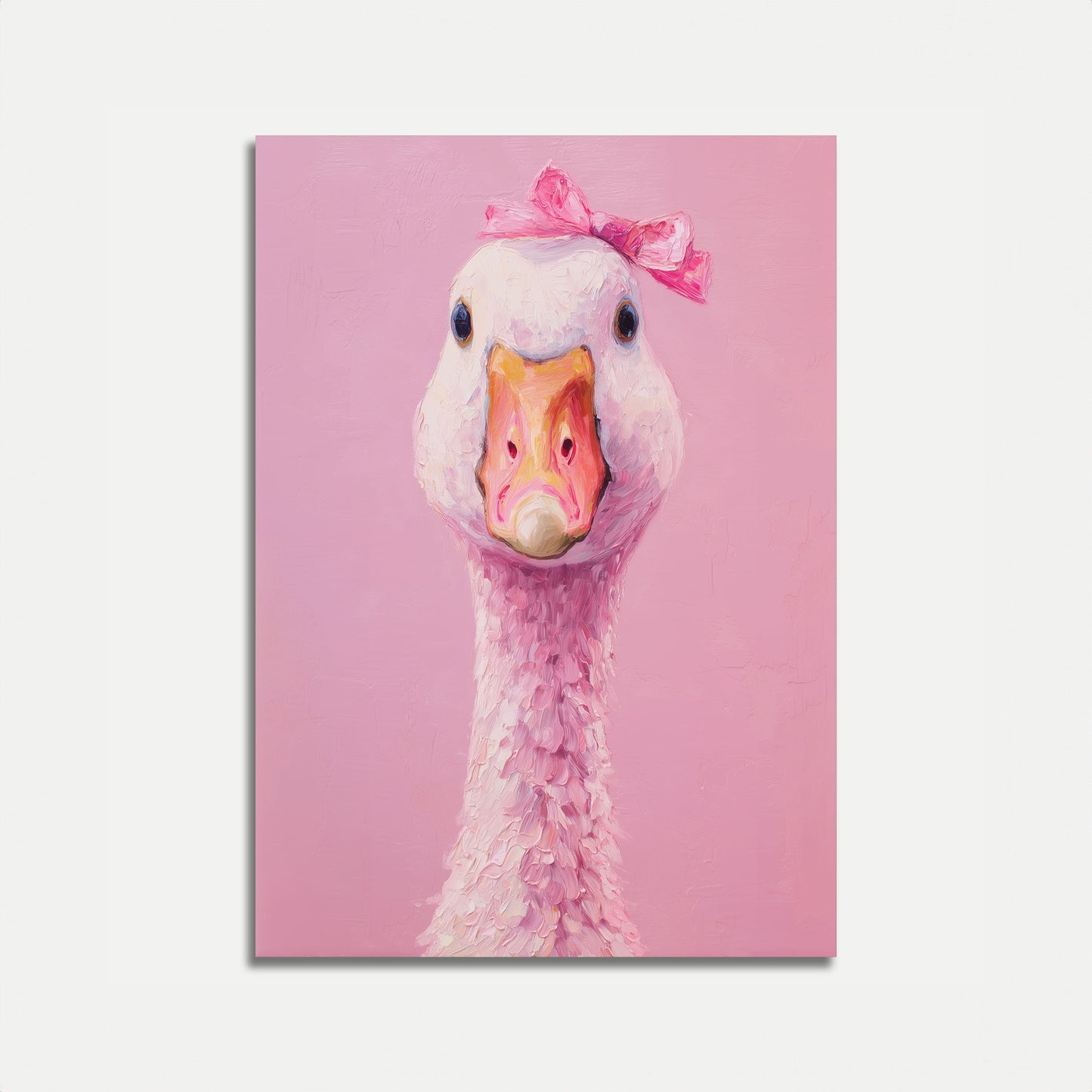 Pink Bow Goose Portrait Poster