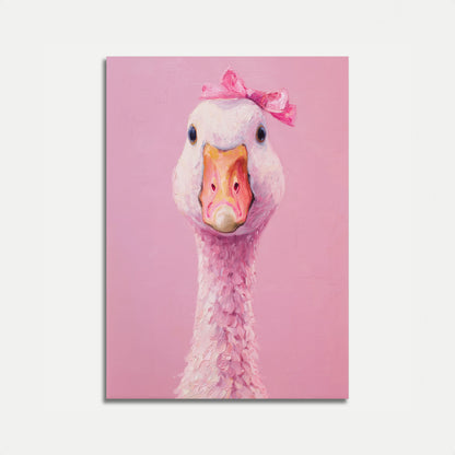 Pink Bow Goose Portrait Poster