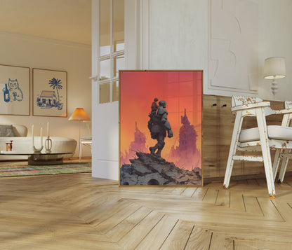 Giant and Child Desert Ruins Poster