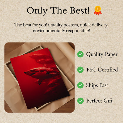 Crimson Shark Predator Poster