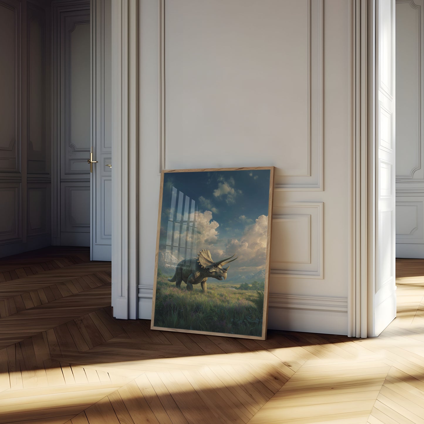 Triceratops Mountain Valley Poster