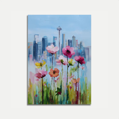 Manifesto del Prato di Fiori Selvatici dello Skyline di Seattle