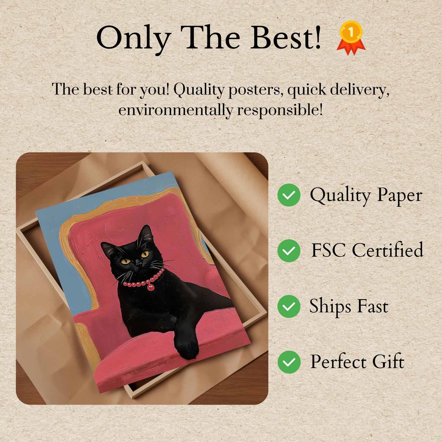 Royal Black Cat Elegance Poster