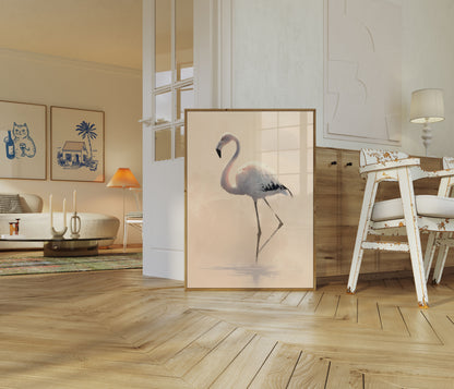 Elegant Flamingo in Mist Poster