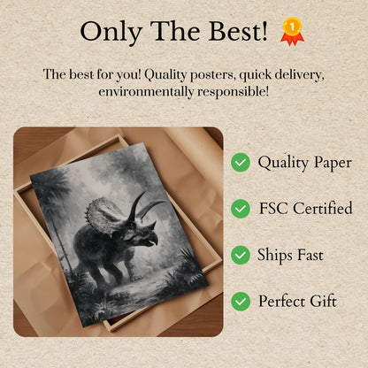 Póster de paisaje de triceratops primordial