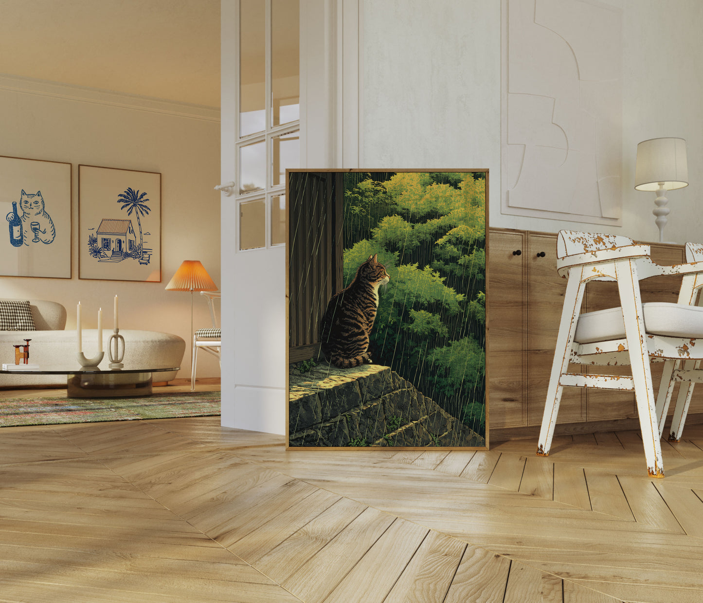 Tabby Kat i Regn Plakat