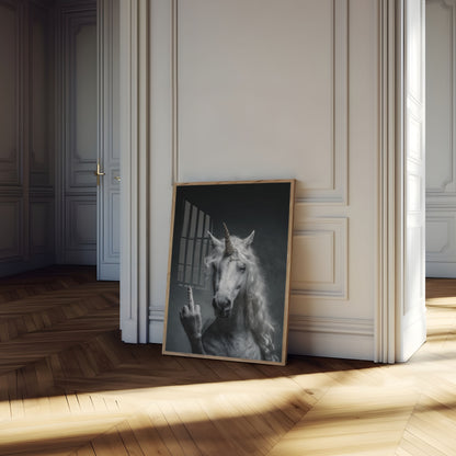 Poster dell'Unicorno Ribelle Dito Medio