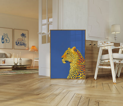 Gylden Leopard mod Blåt Plakat