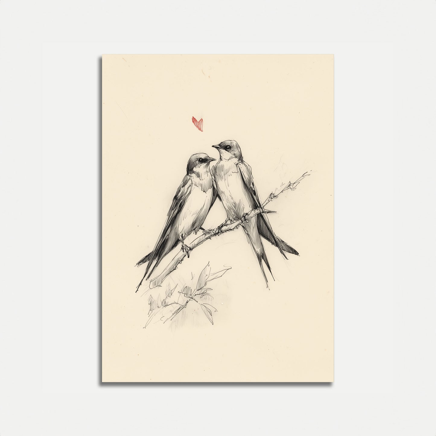 Póster de Dos Pájaros en la Rama