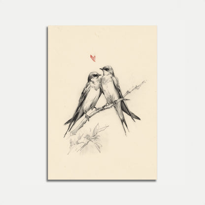 Póster de Dos Pájaros en la Rama