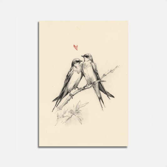 Two Birds on Branch Poster