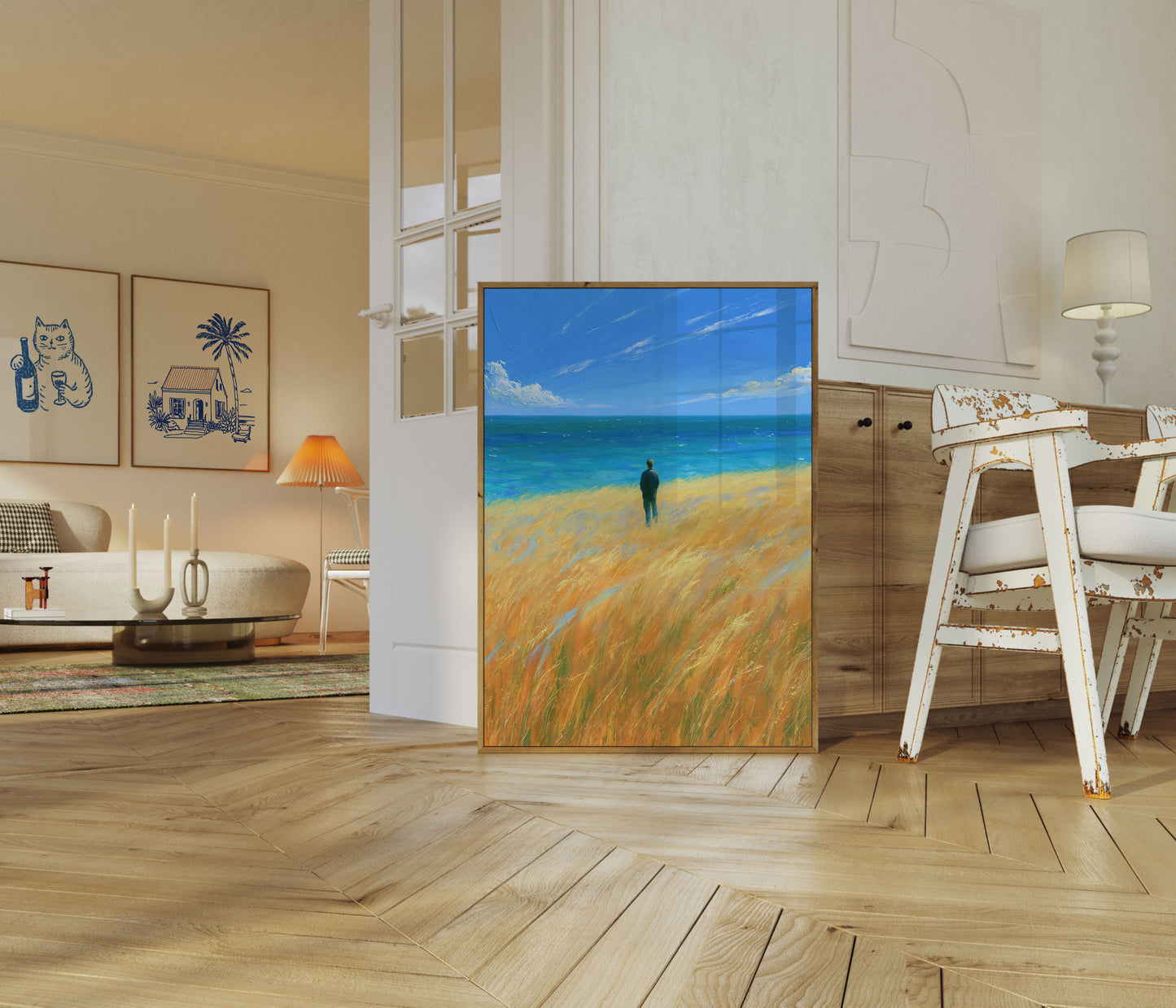 Solitary Figure by the Sea Poster