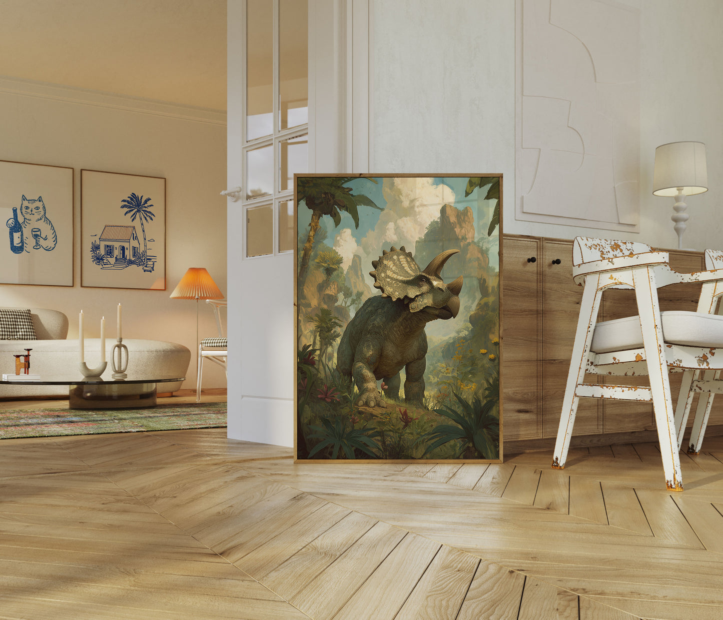 Prehistoric Triceratops Landscape Poster