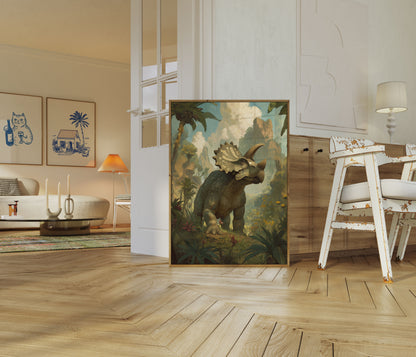 Prehistoric Triceratops Landscape Poster
