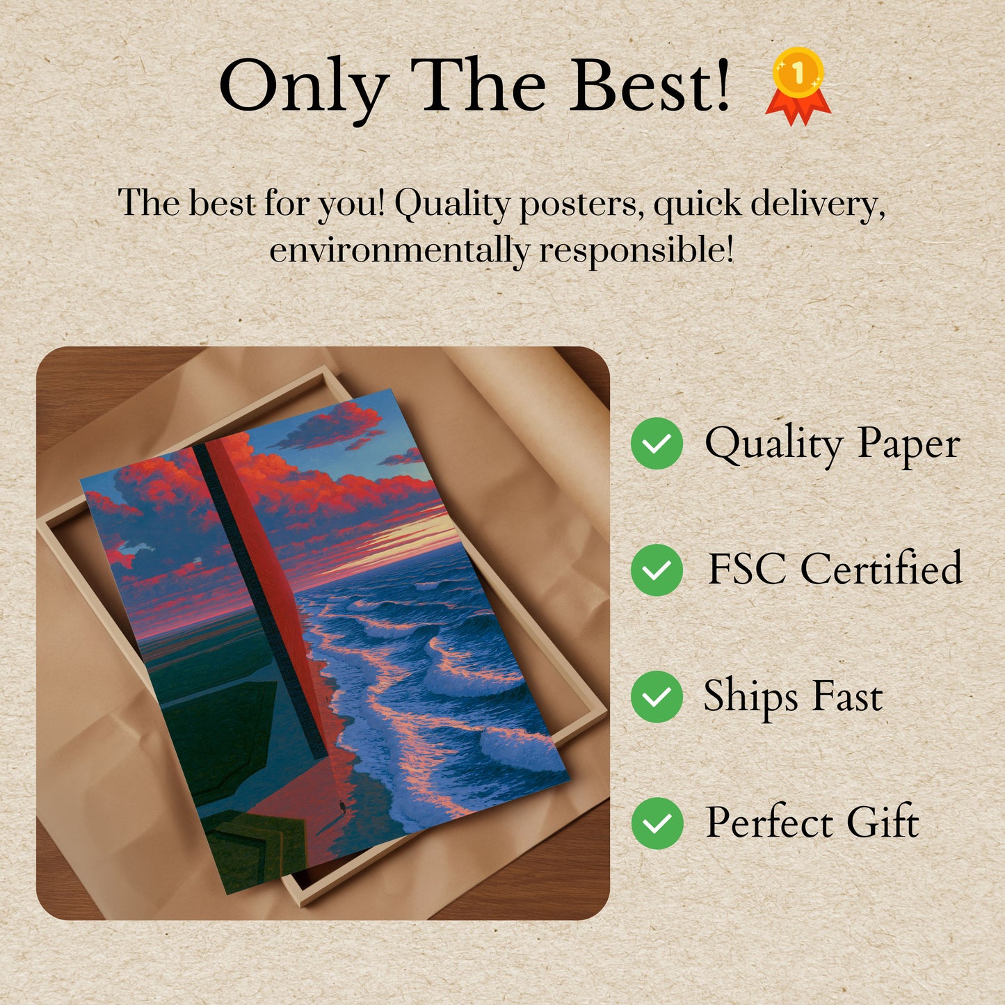Sunset Lighthouse Coastal Poster