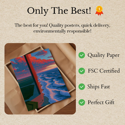 Sunset Lighthouse Coastal Poster