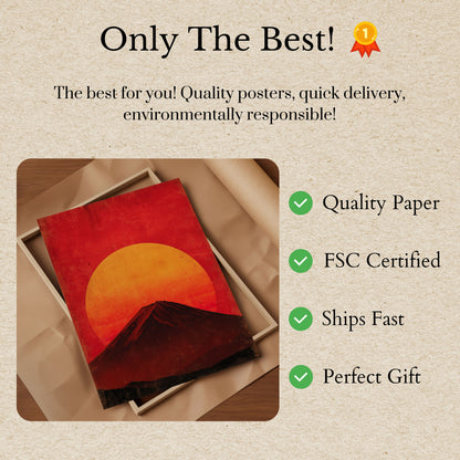 Mount Fuji Red Sunset Poster