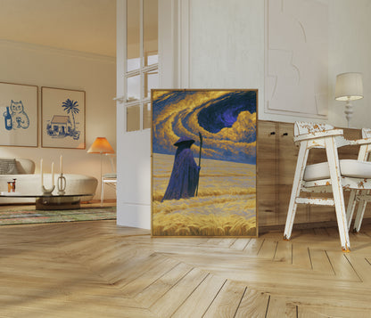 Wizard in the Starry Fields Poster