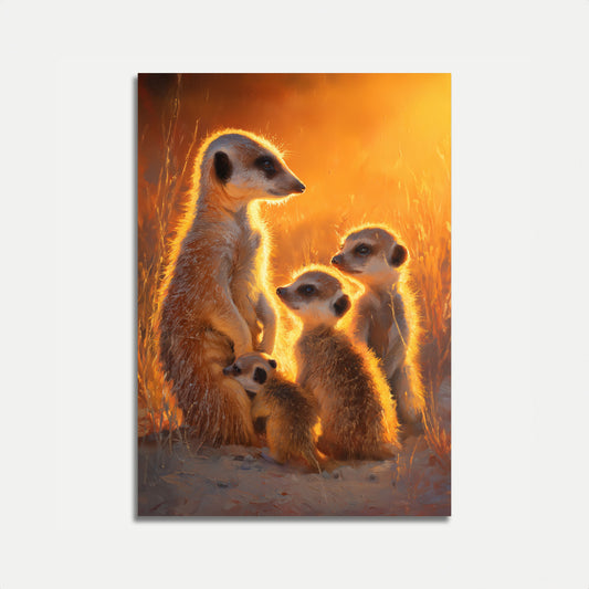 Meerkat-familj Golden Sunset affisch