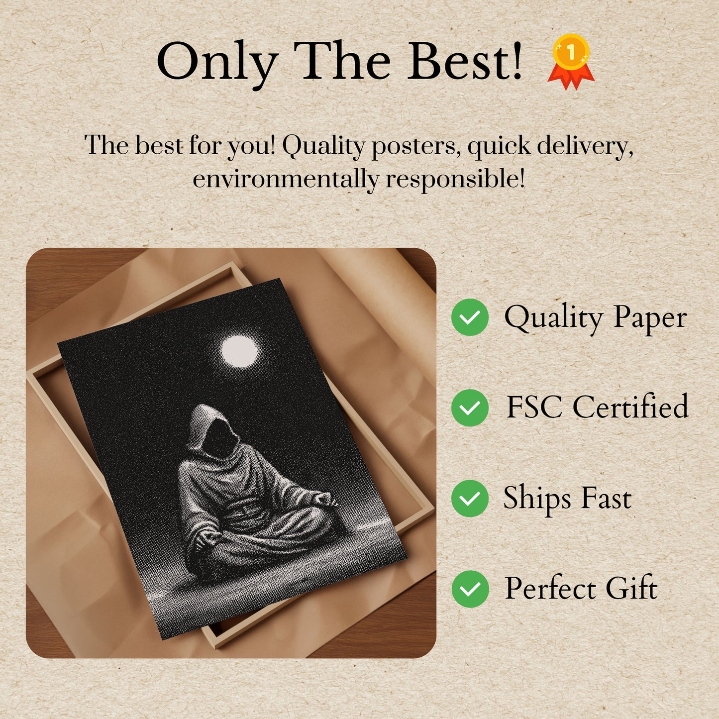 Póster de Astronauta Meditando Bajo la Luz de la Luna