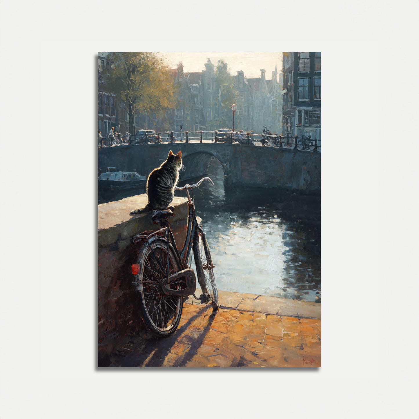 Cat on Amsterdam Bridge Poster