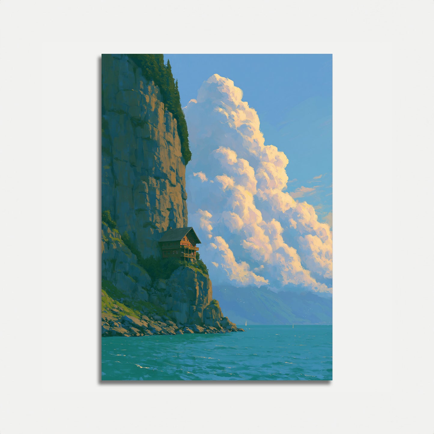 Clifftop House by the Sea Poster