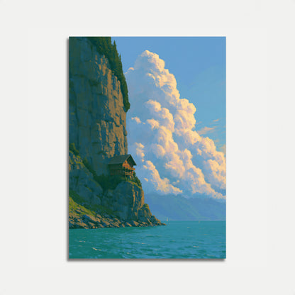 Clifftop House by the Sea Poster