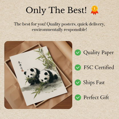 Playful Pandas Bamboo Poster
